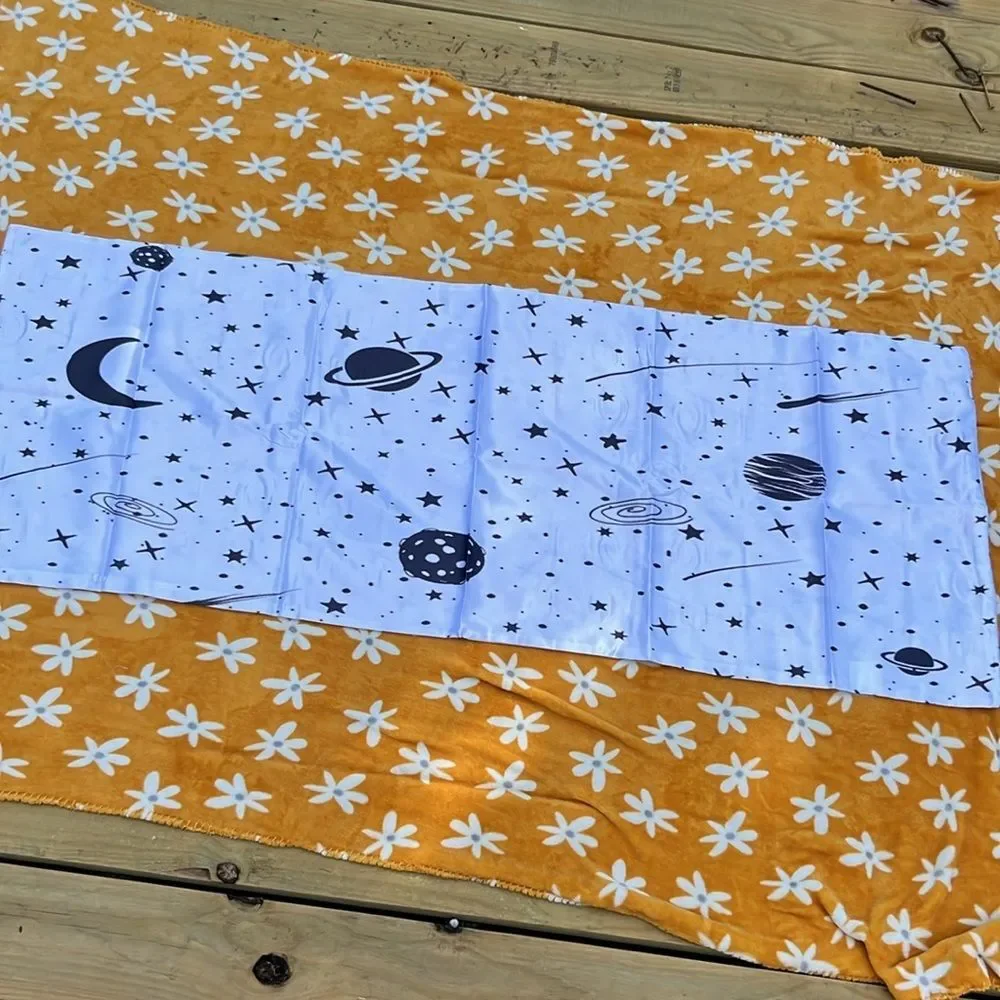 NEW White Satin Body Pillow Case w/ Black Star Pattern Astrology Cosmic Print